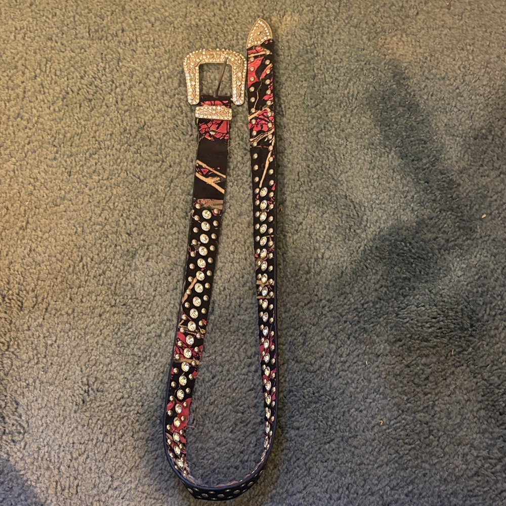 R&K Black and Pink Rhinestone Belt